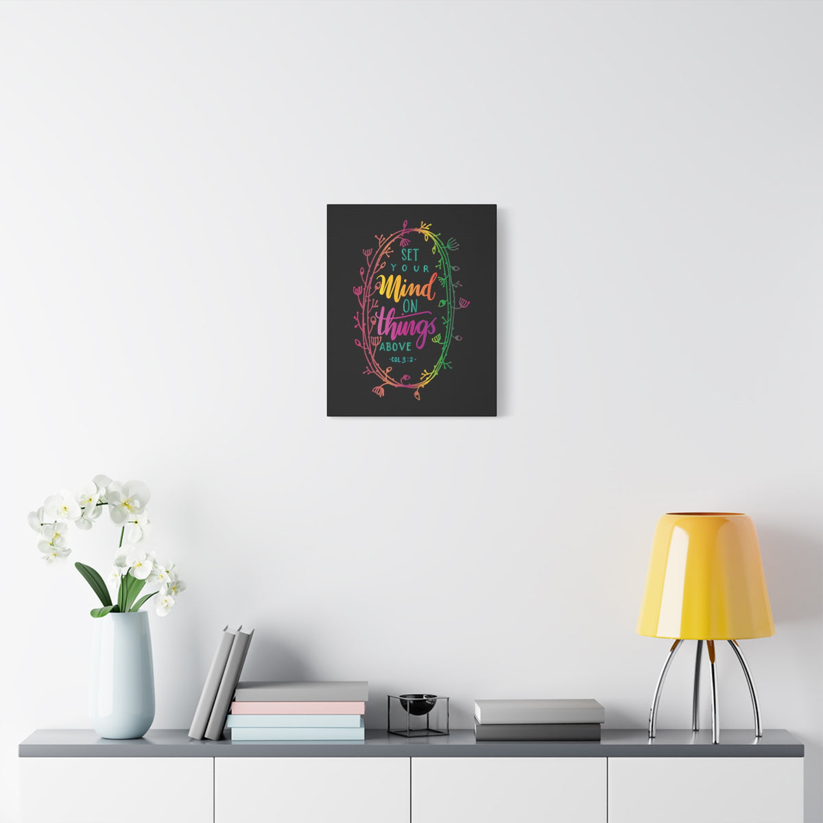 Scripture Canvas Things Above Col 3:2 Christian Wall Art Bible Verse Print Ready to Hang