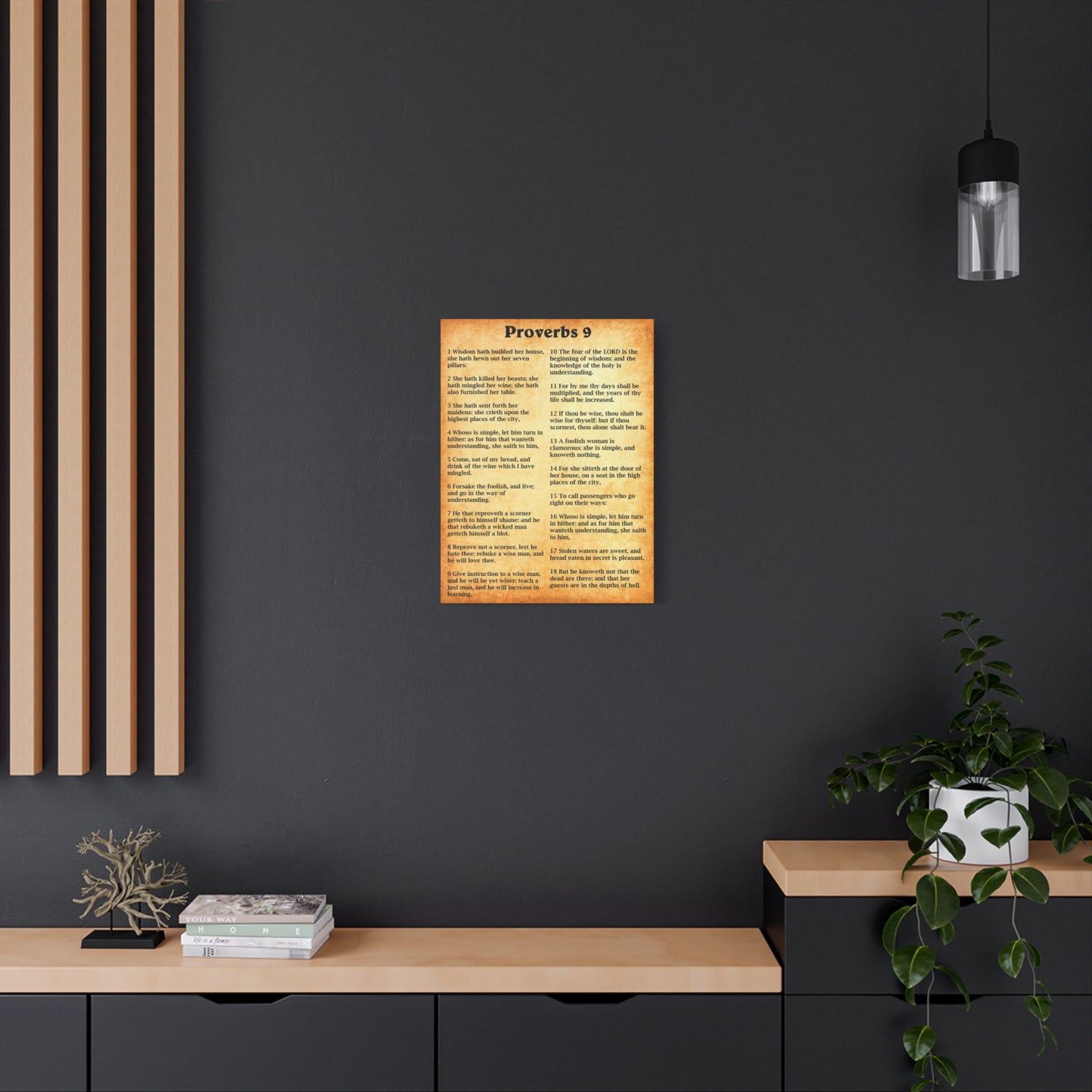 Scripture Walls Proverbs Chapter 9 Gold Bible Canvas Christian Wall Art Ready to Hang Unframed