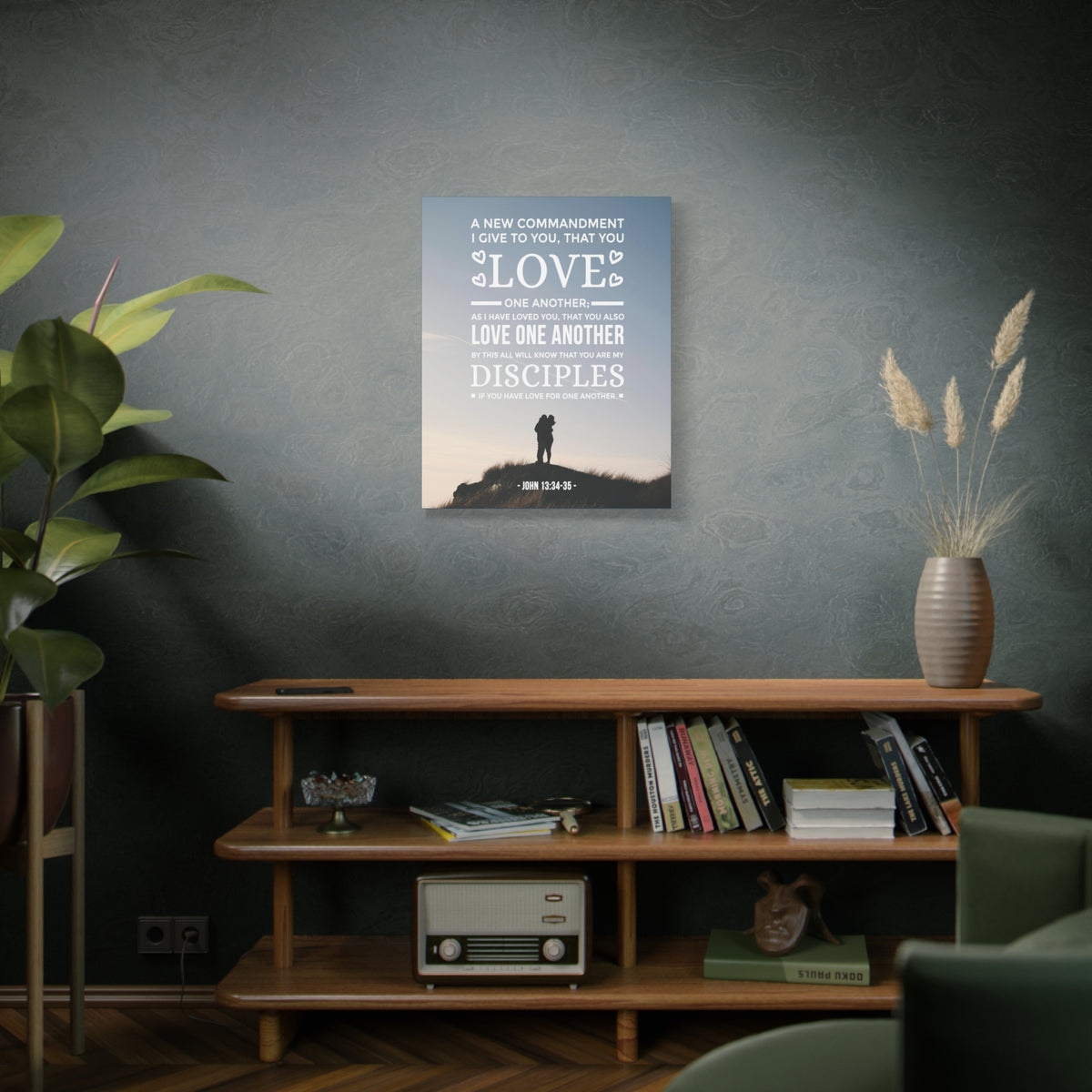 Scripture Canvas Love One Another John 13:34-35 Christian Wall Art Bible Verse Print Ready to Hang