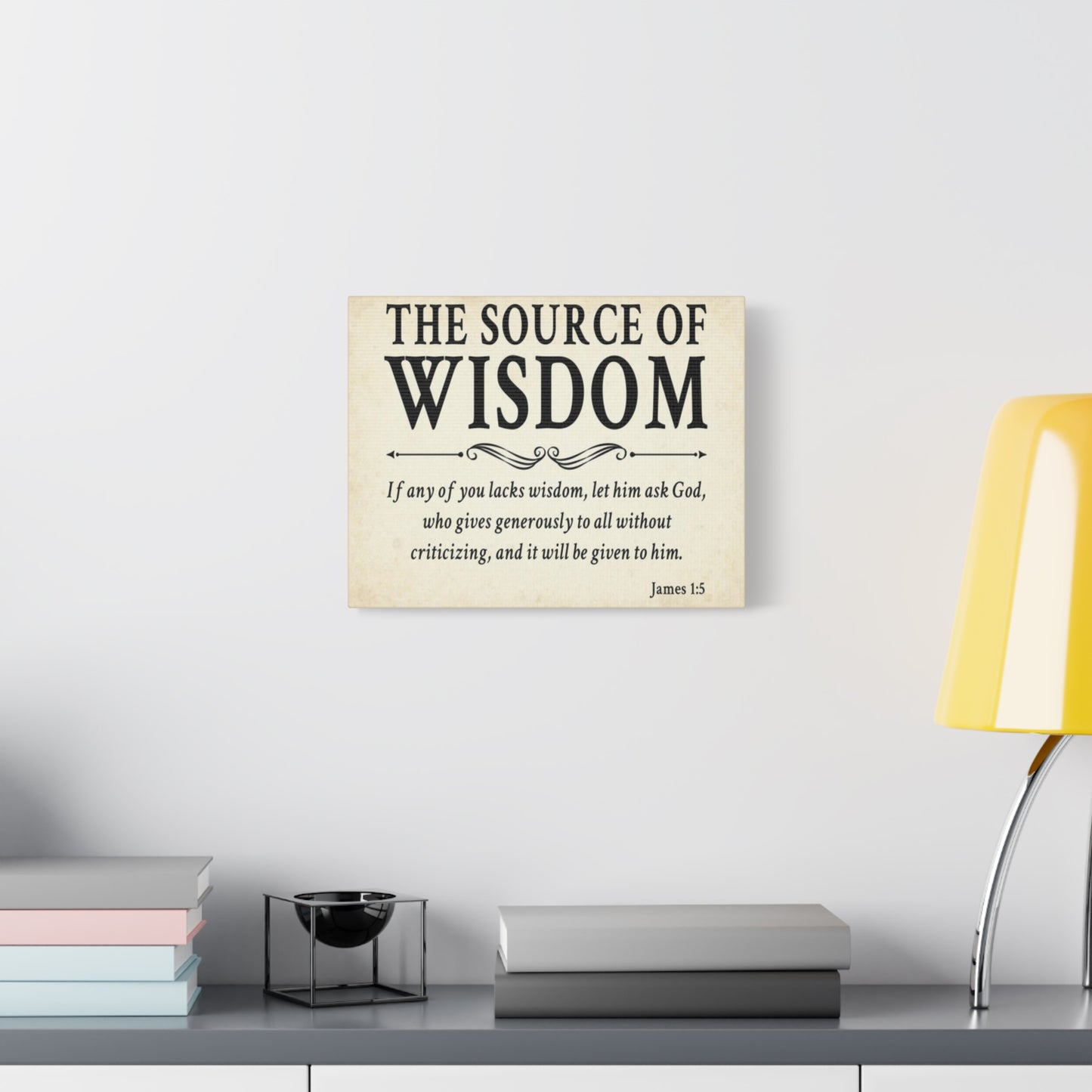 Scripture Walls James 1:5 The Source of Wisdom White Bible Verse Canvas Christian Wall Art Ready to Hang Unframed
