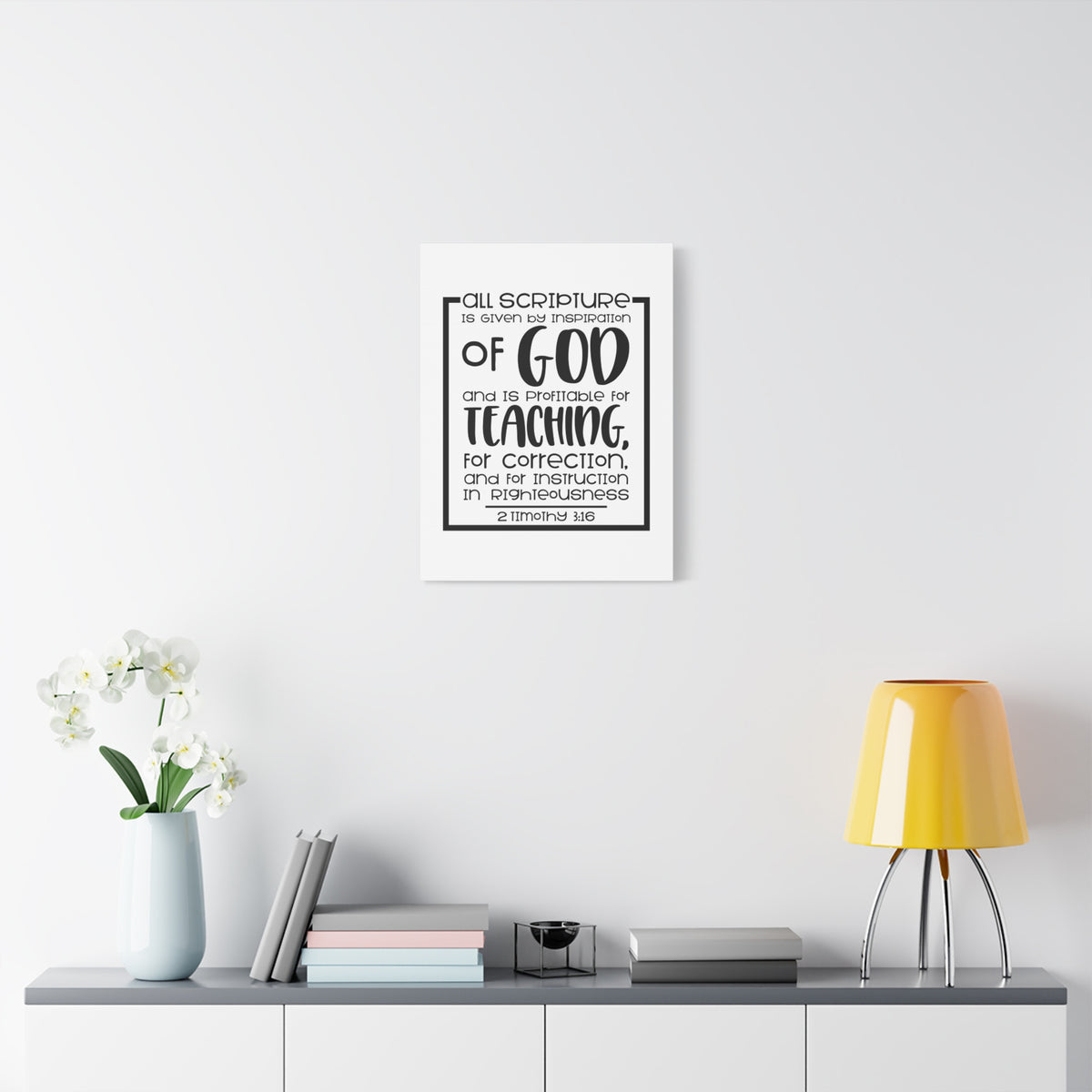 Scripture Canvas Teaching 2 Timothy 3:16 Christian Wall Art Bible Verse Print Ready to Hang