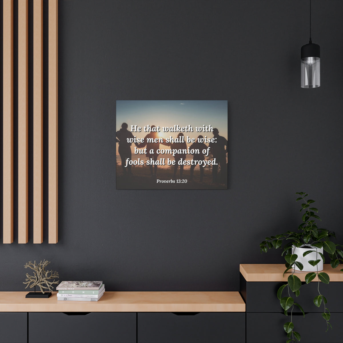 Scripture Canvas Walk With Wise Men Proverbs 13:20 Christian Wall Art Bible Verse Print Ready to Hang