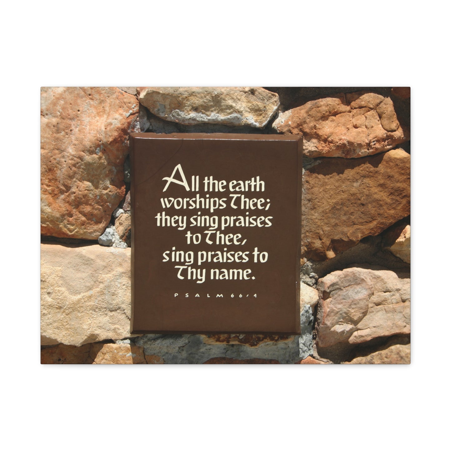 Worships Thee Psalm 66:4 Bible Verse Canvas Christian Wall Art Ready to Hang