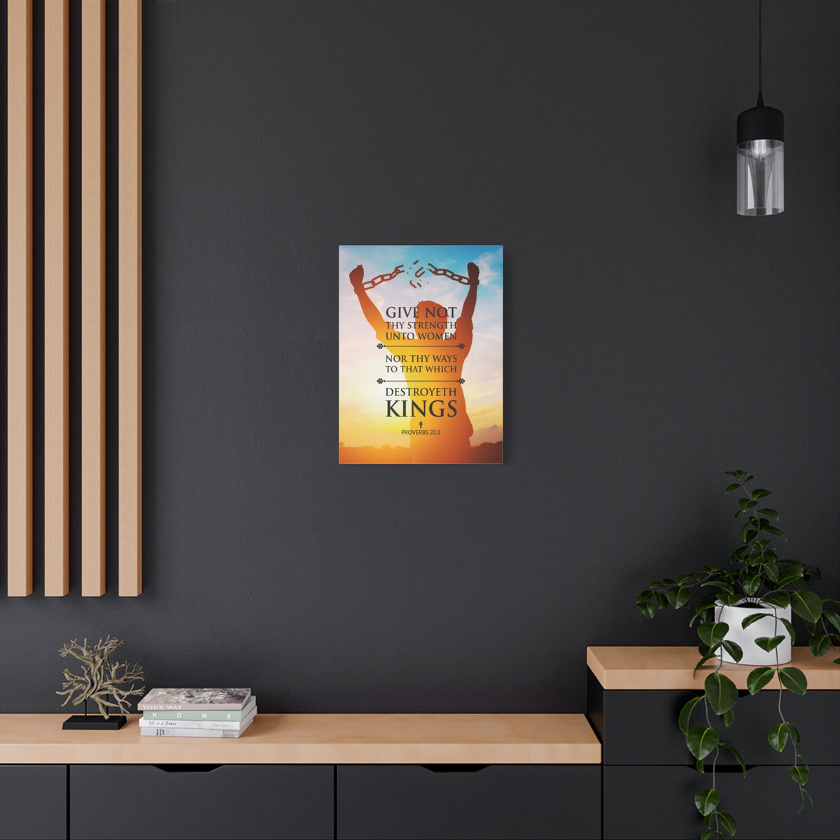 Scripture Canvas Destroyeth Kings Proverbs 31:3 Christian Wall Art Bible Verse Print Ready to Hang