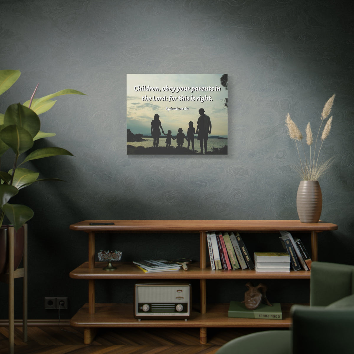Scripture Canvas Obey Your Parents Ephesians 6:1 Christian Wall Art Bible Verse Print Ready to Hang