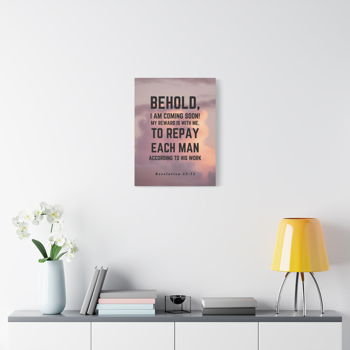 Scripture Canvas I Am Coming Soon Revelation 22:12 Christian Wall Art Bible Verse Print Ready to Hang