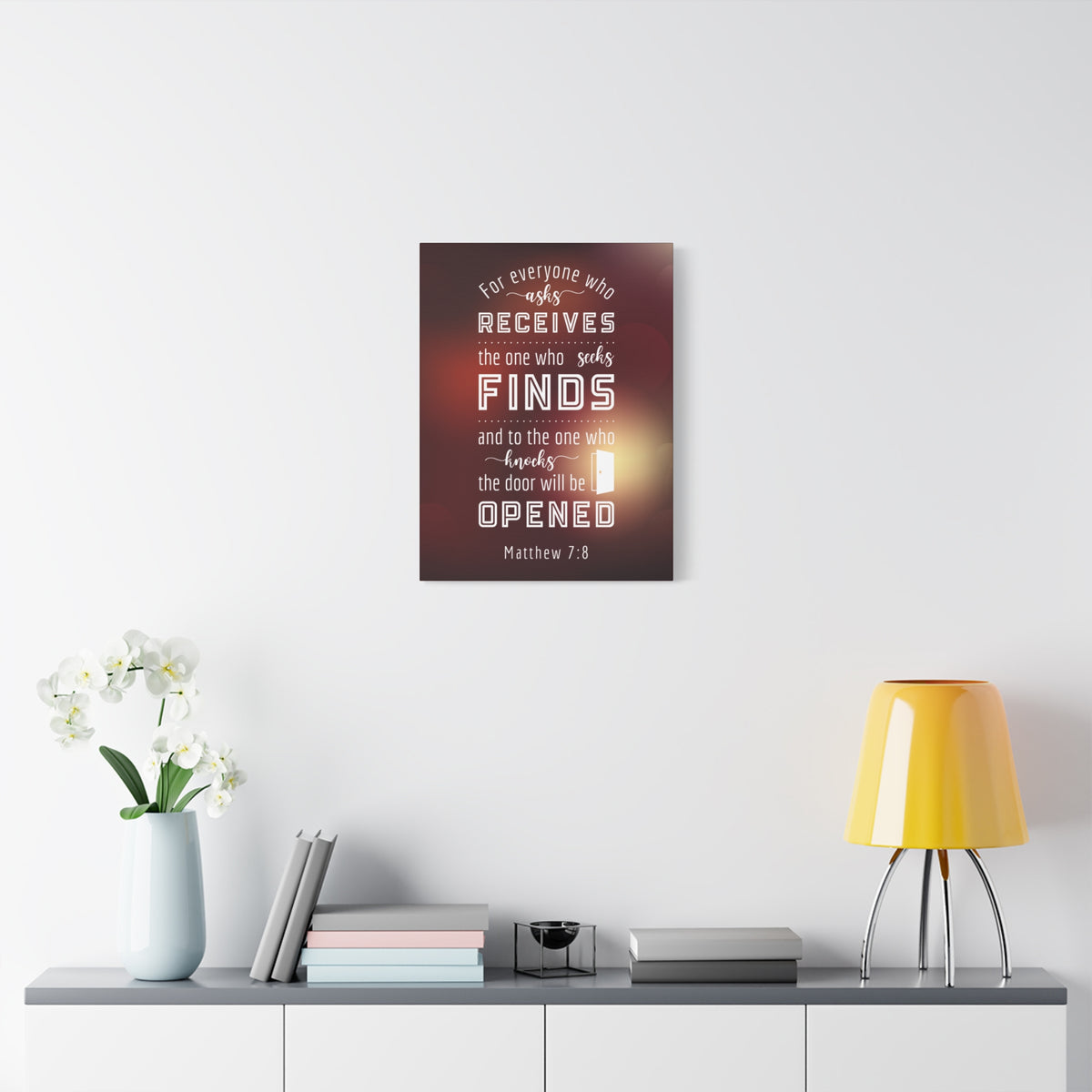 Scripture Canvas The One Who Seeks Matthew 7:8 Christian Wall Art Bible Verse Print Ready to Hang