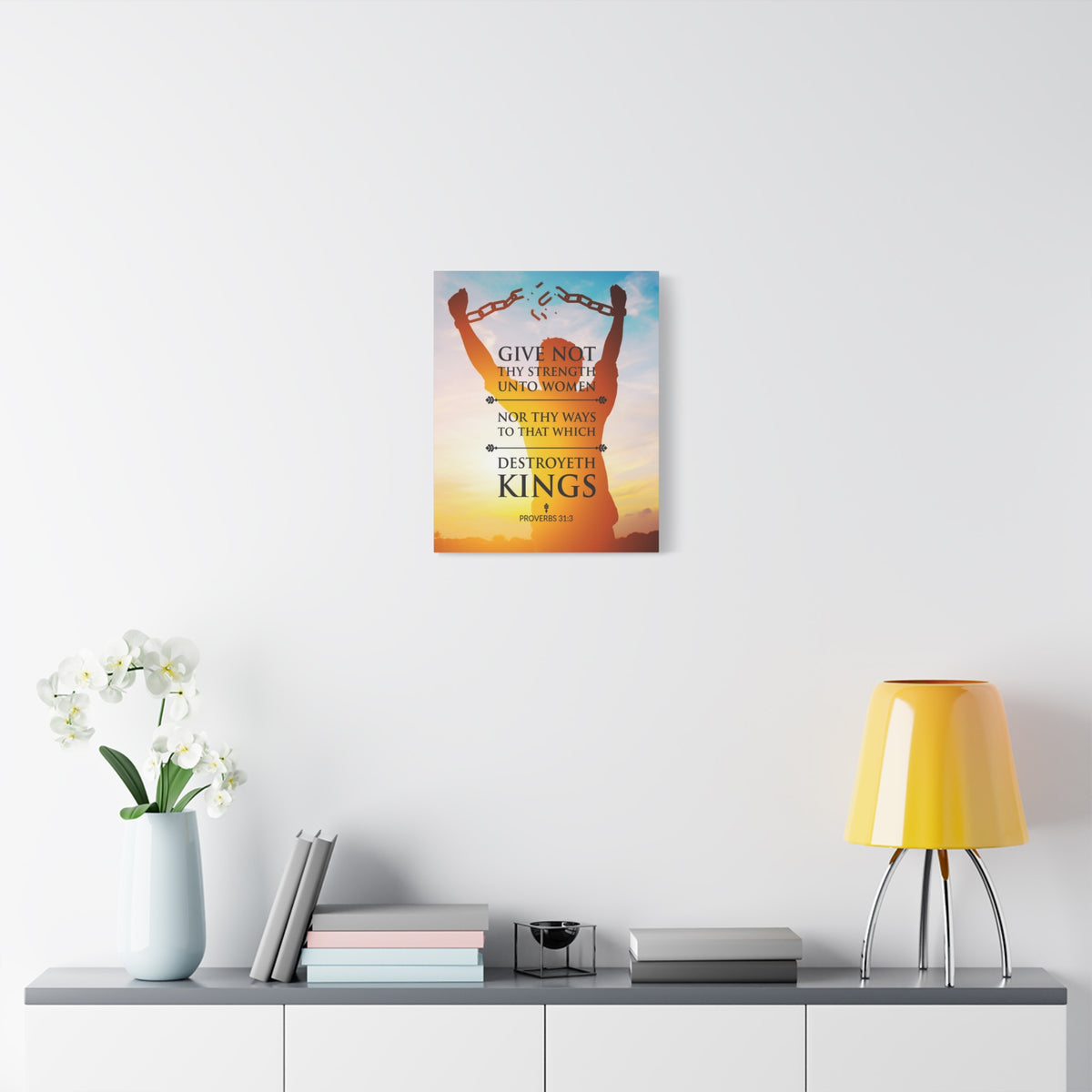 Scripture Canvas Destroyeth Kings Proverbs 31:3 Christian Wall Art Bible Verse Print Ready to Hang