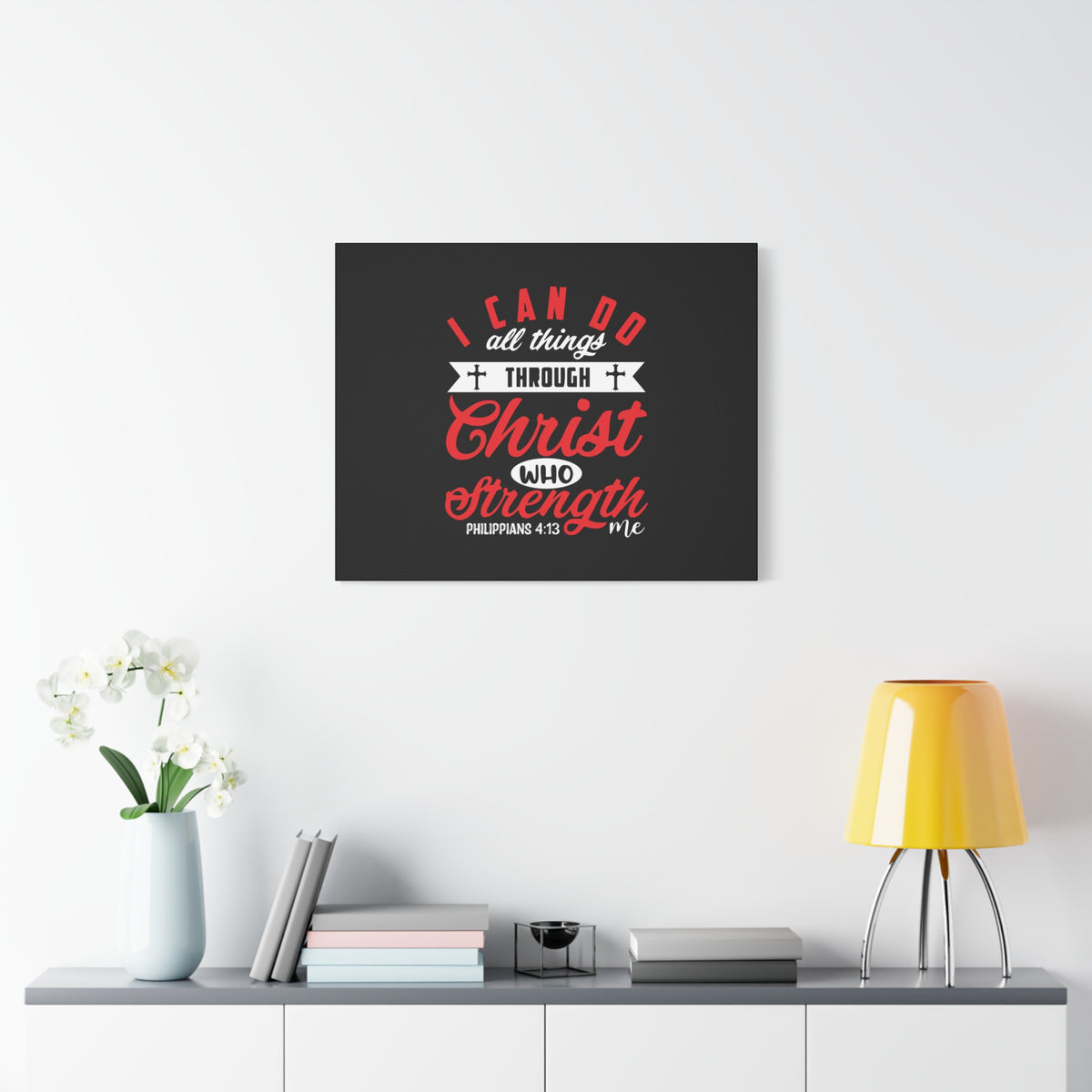 Scripture Canvas Strengthen Philippians 4:13 Christian Wall Art Bible Verse Print Ready to Hang