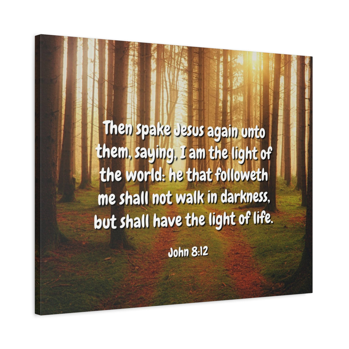 Scripture Canvas Light Of Life John 8:12 Christian Wall Art Bible Verse Print Ready to Hang
