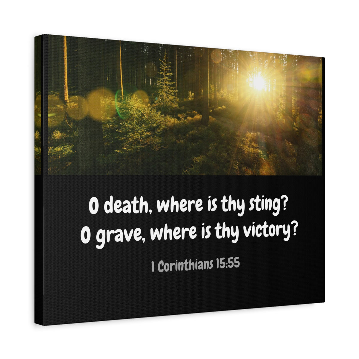 Scripture Canvas Victory Over Death 1 Corinthians 15:55 Christian Wall Art Bible Verse Print Ready to Hang