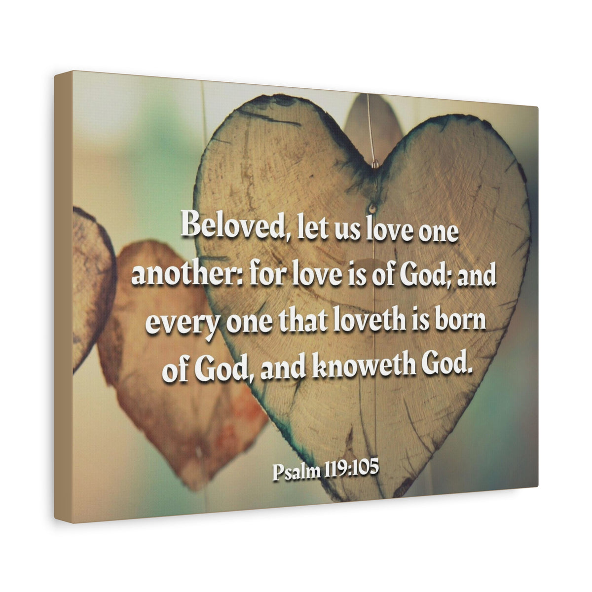 Scripture Canvas Love One Another 1 John 4:7 Christian Wall Art Bible Verse Print Ready to Hang