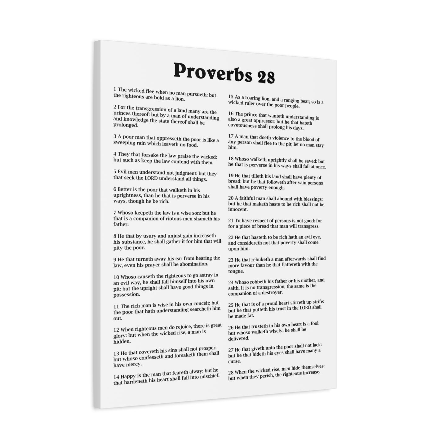 Scripture Walls Proverbs Chapter 28 White Bible Canvas Christian Wall Art Ready to Hang Unframed