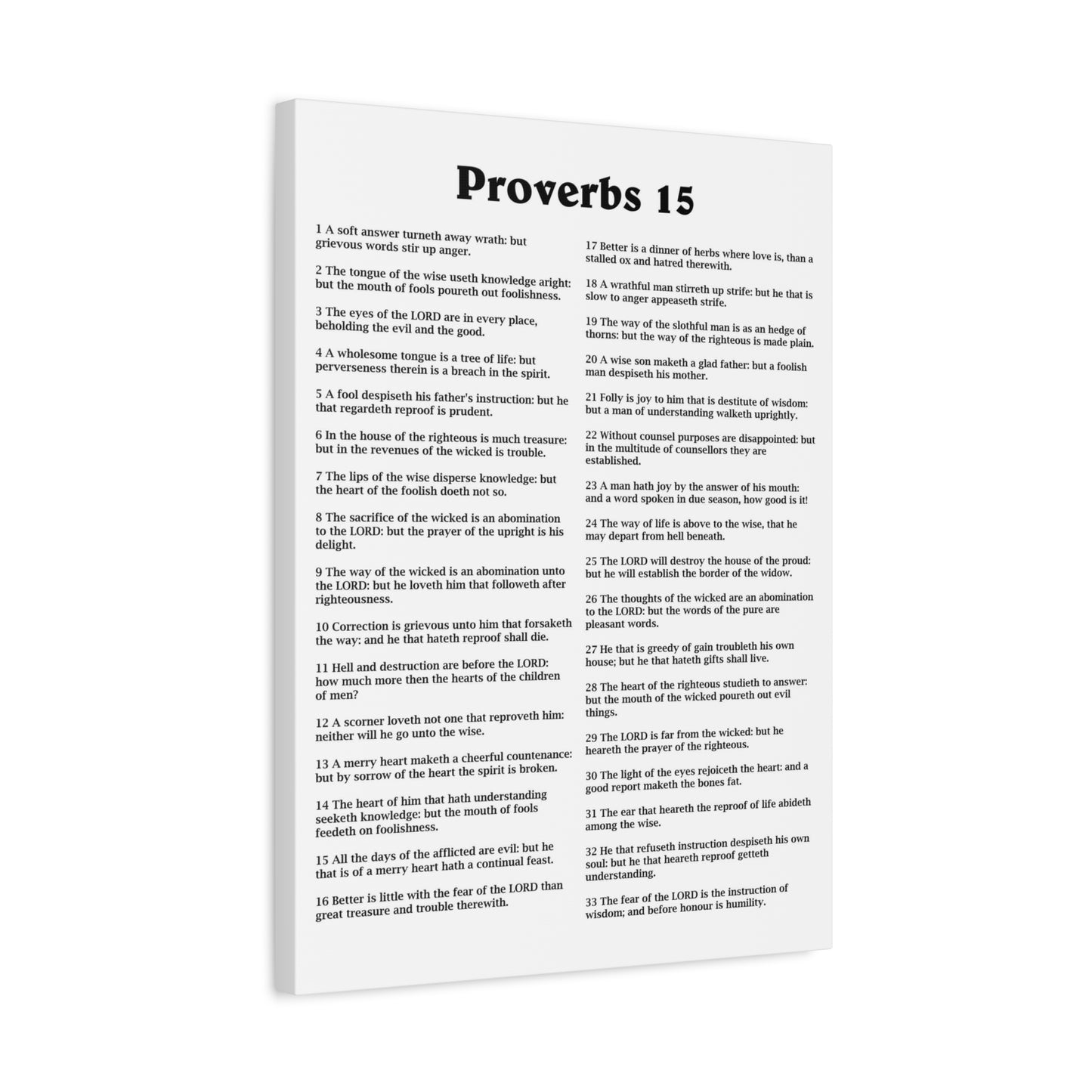 Scripture Walls Proverbs Chapter 15 White Bible Canvas Christian Wall Art Ready to Hang Unframed