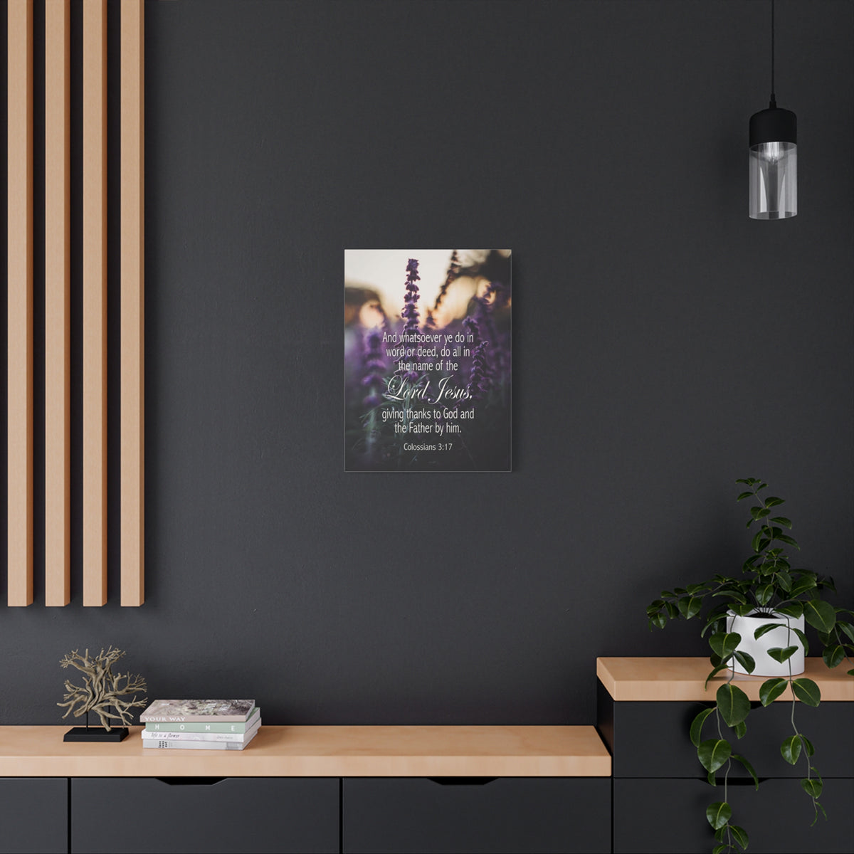 Scripture Canvas Giving Thanks to God Colossians 3:17 Christian Wall Art Bible Verse Print Ready to Hang