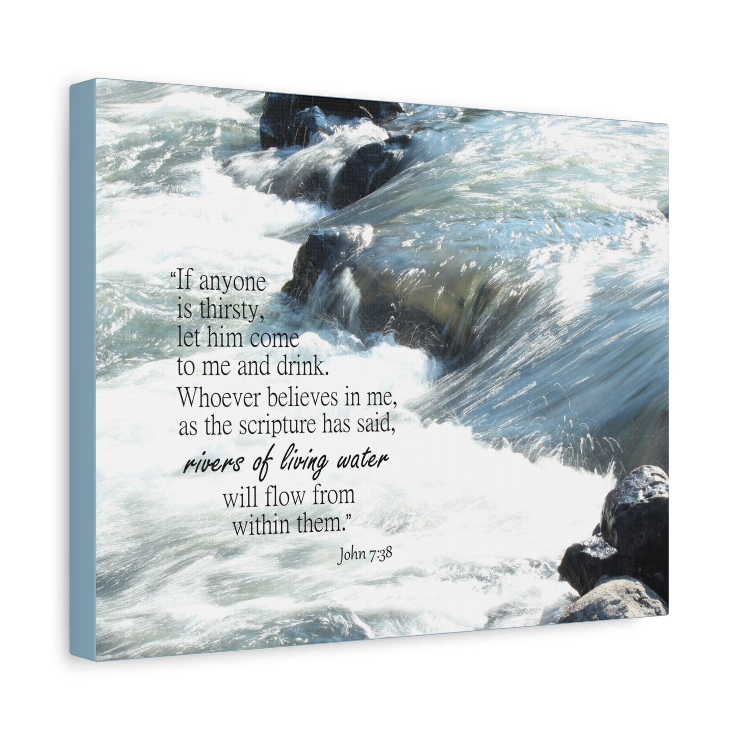 Scripture Canvas Rivers Of Living Water John 7:38 Christian Wall Art Bible Verse Print Ready to Hang