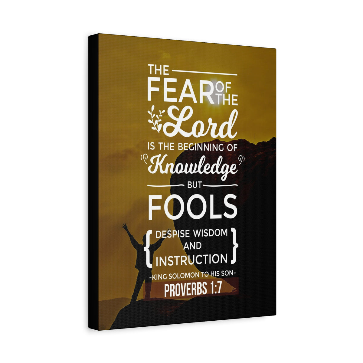 Scripture Canvas Beginning of Knowledge Proverbs 1:7 Christian Wall Art Bible Verse Print Ready to Hang