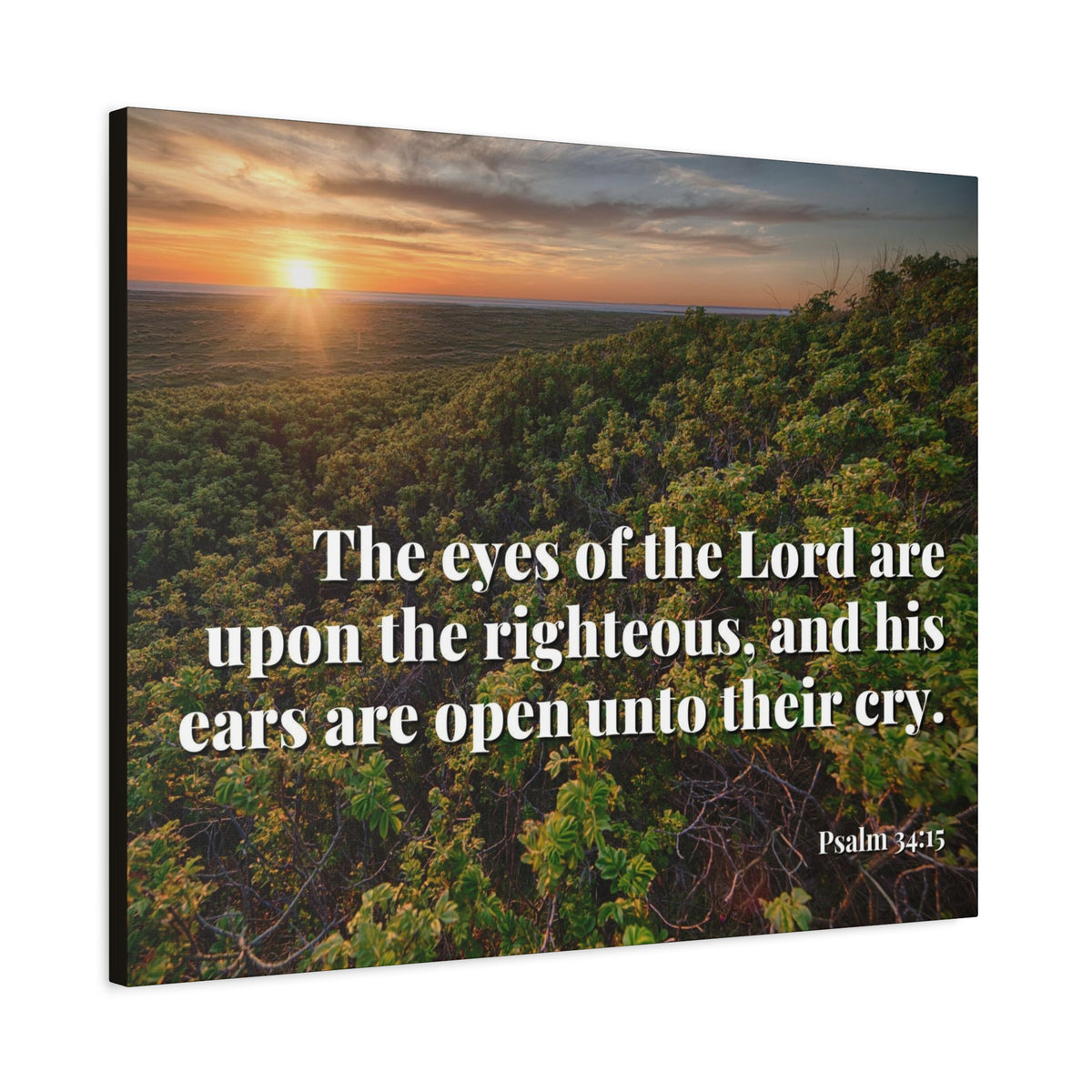 Scripture Canvas Eyes & Ears Of God Psalm 34:15 Christian Wall Art Bible Verse Print Ready to Hang