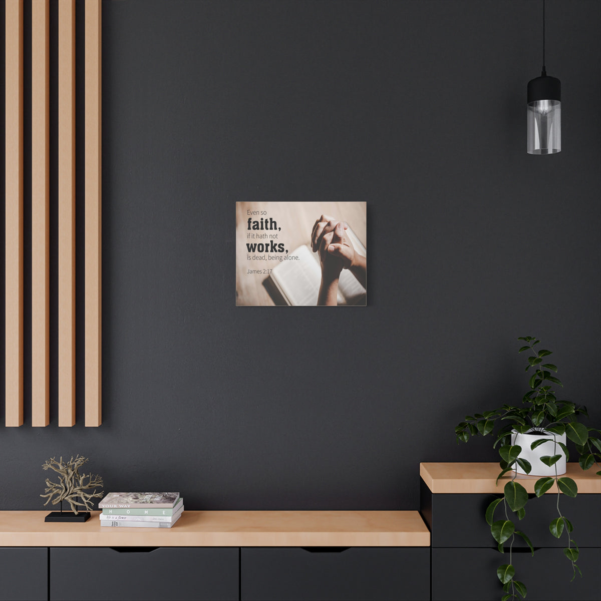 Scripture Canvas Faith Works James 2:17 Christian Wall Art Bible Verse Print Ready to Hang