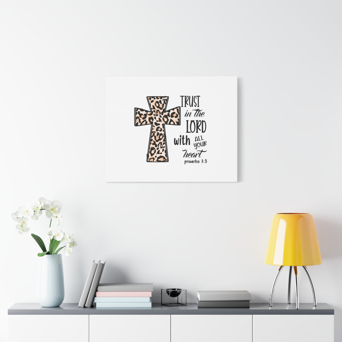 Scripture Canvas Trust In The Lord Proverbs 3:5 Leopard Pattern Christian Wall Art Bible Verse Print Ready to Hang