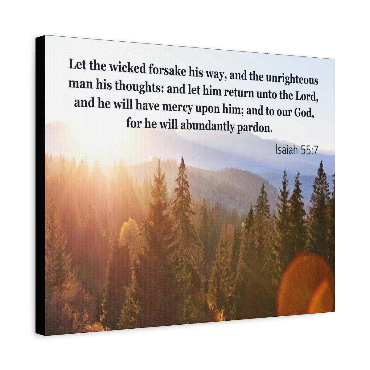 Scripture Canvas Abundantly Pardon Isaiah 55:7 Christian Wall Art Bible Verse Print Ready to Hang