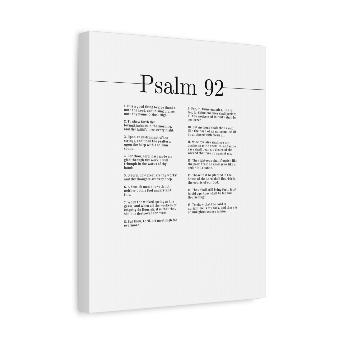 Scripture Canvas Give Thanks Unto The Lord Psalm 92 Christian Wall Art Bible Verse Print Ready to Hang