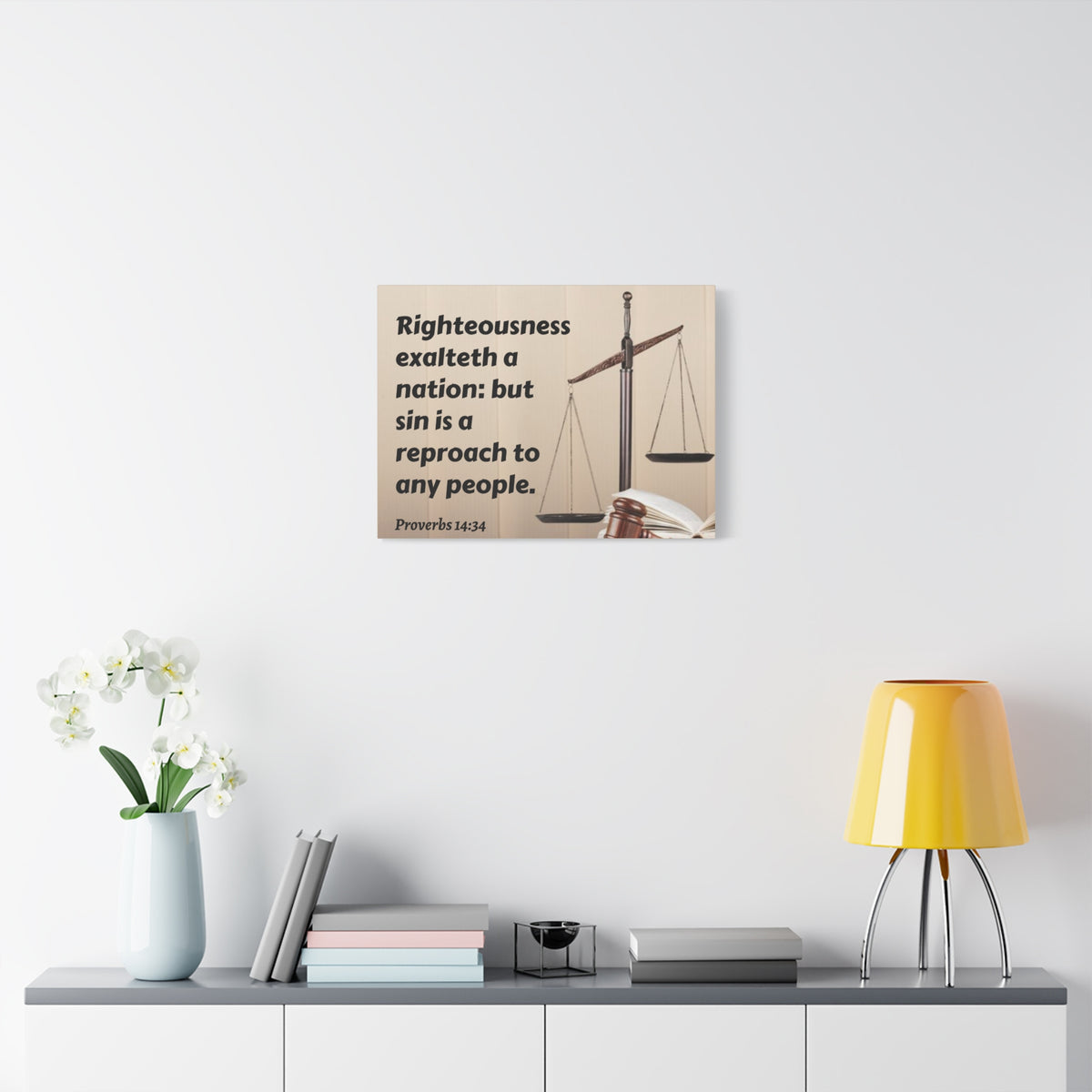 Scripture Canvas Righteousness Proverbs 14:34 Christian Wall Art Bible Verse Print Ready to Hang