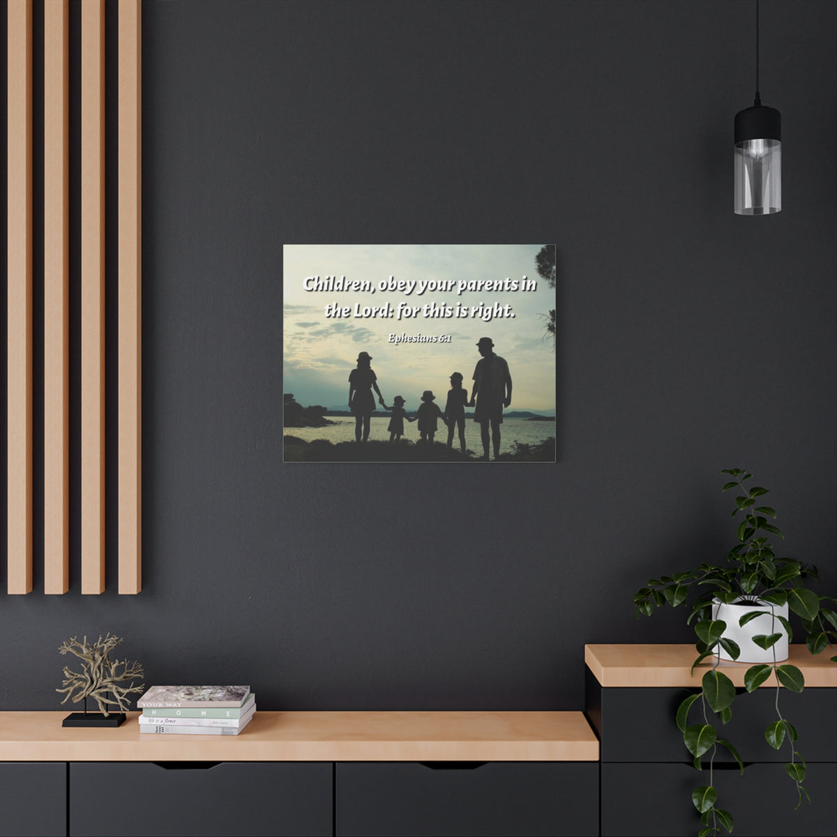 Scripture Canvas Obey Your Parents Ephesians 6:1 Christian Wall Art Bible Verse Print Ready to Hang