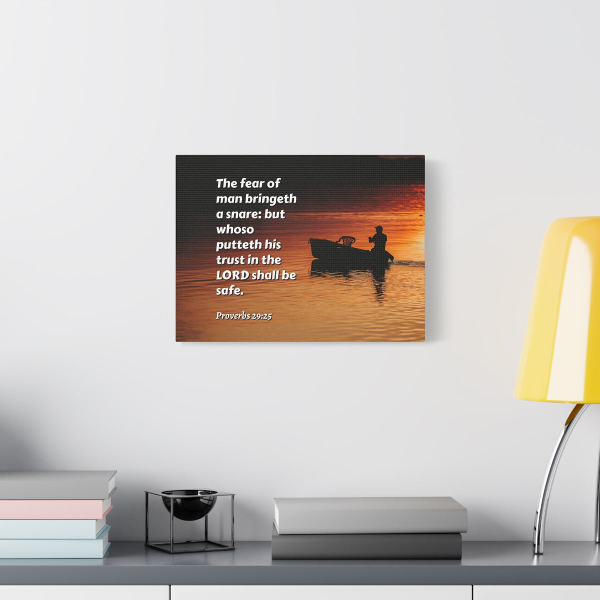 Scripture Canvas Fear Of Man Proverbs 29:25 Christian Wall Art Bible Verse Print Ready to Hang