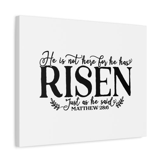 Scripture Canvas He Has Risen Matthew 28:6 Christian Wall Art Bible Verse Print Ready to Hang