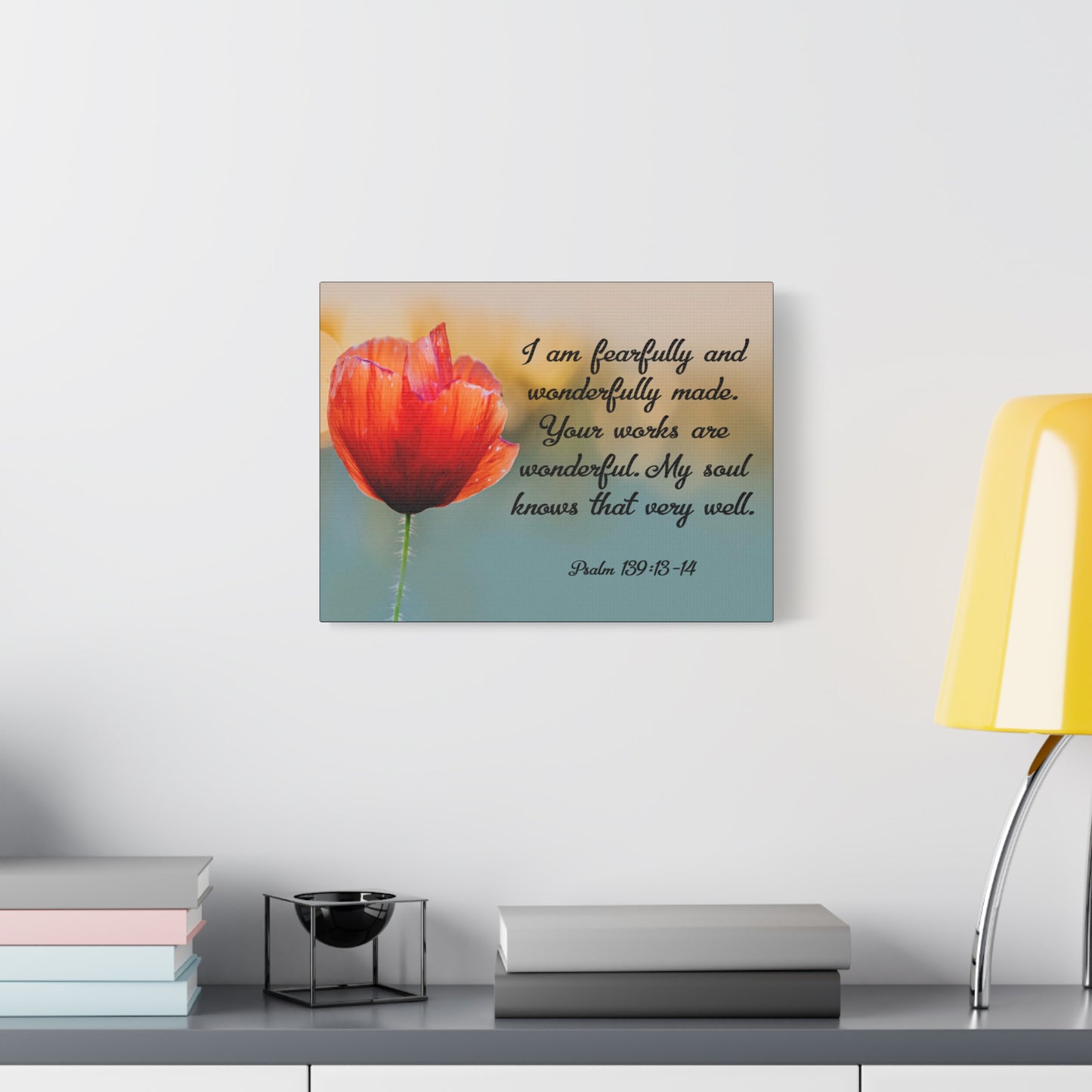 Bible Verse Canvas I Am Fearfully and Wonderfully Made Psalm 139:13-14 Christian Home Décor Wall Art Scripture Ready to Hang Faith Print