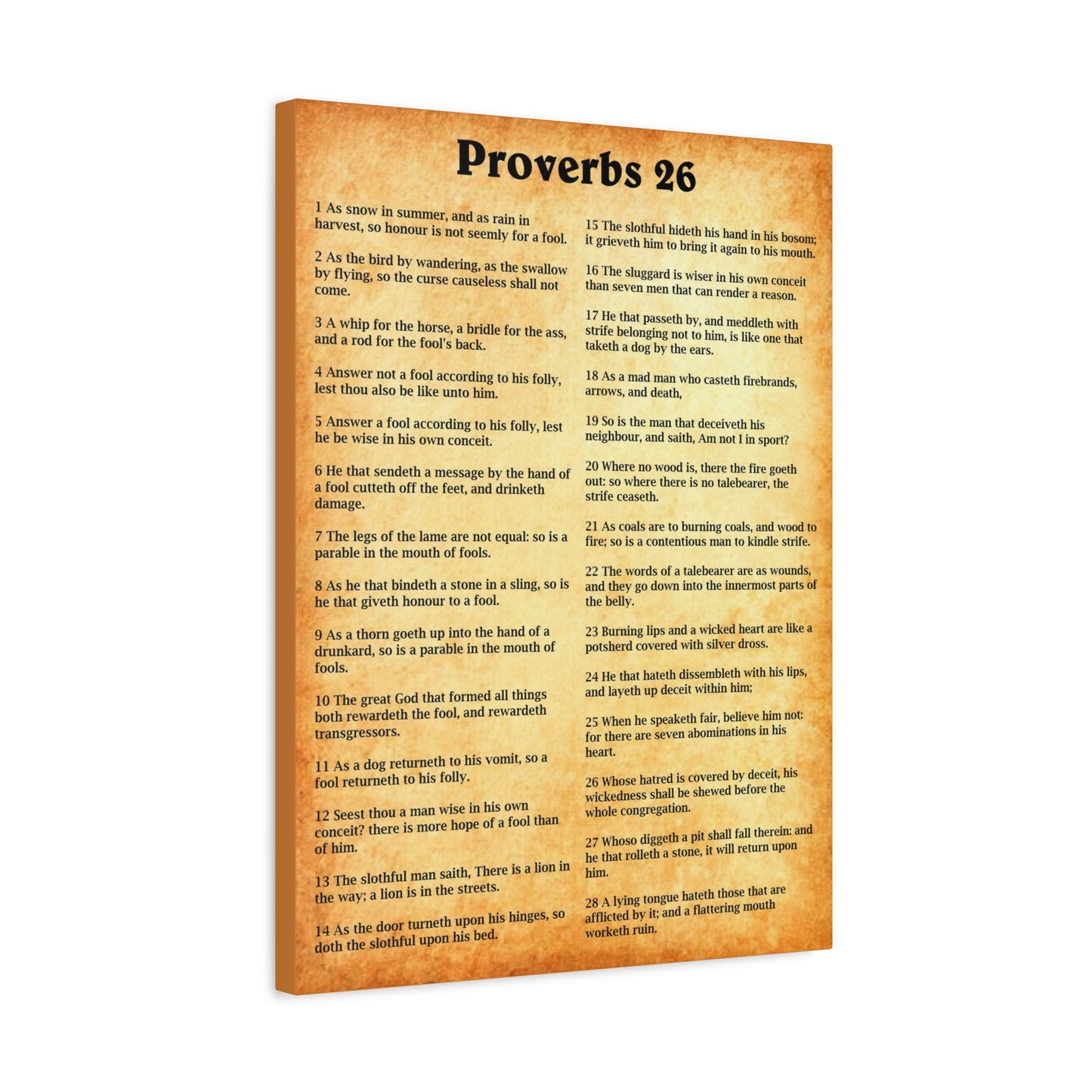 Scripture Walls Proverbs Chapter 26 Gold Bible Canvas Christian Wall Art Ready to Hang Unframed