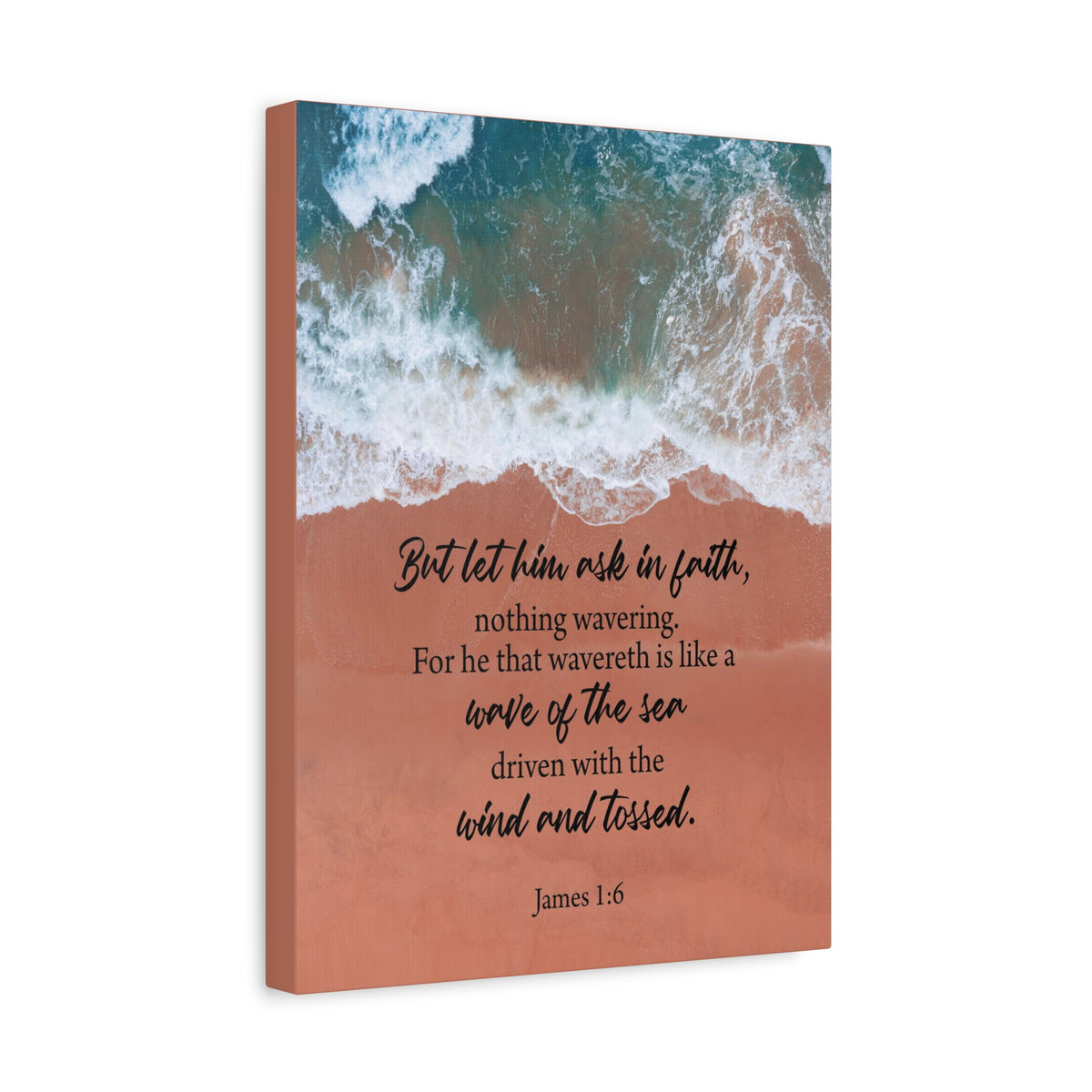 Scripture Canvas Wave of the Sea James 1:6 Christian Wall Art Bible Verse Print Ready to Hang