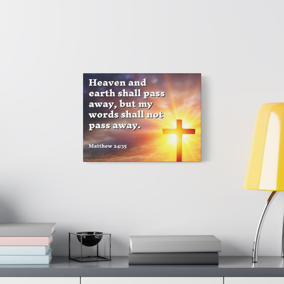 Scripture Canvas My Words Matthew 24:35 Christian Wall Art Bible Verse Print Ready to Hang