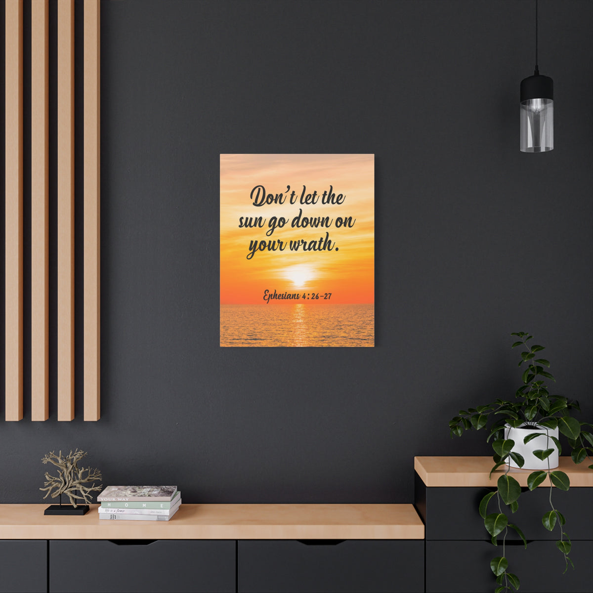 Scripture Canvas Don't Let The Sun Go Down Ephesians 4:26-27 Christian Wall Art Bible Verse Print Ready to Hang