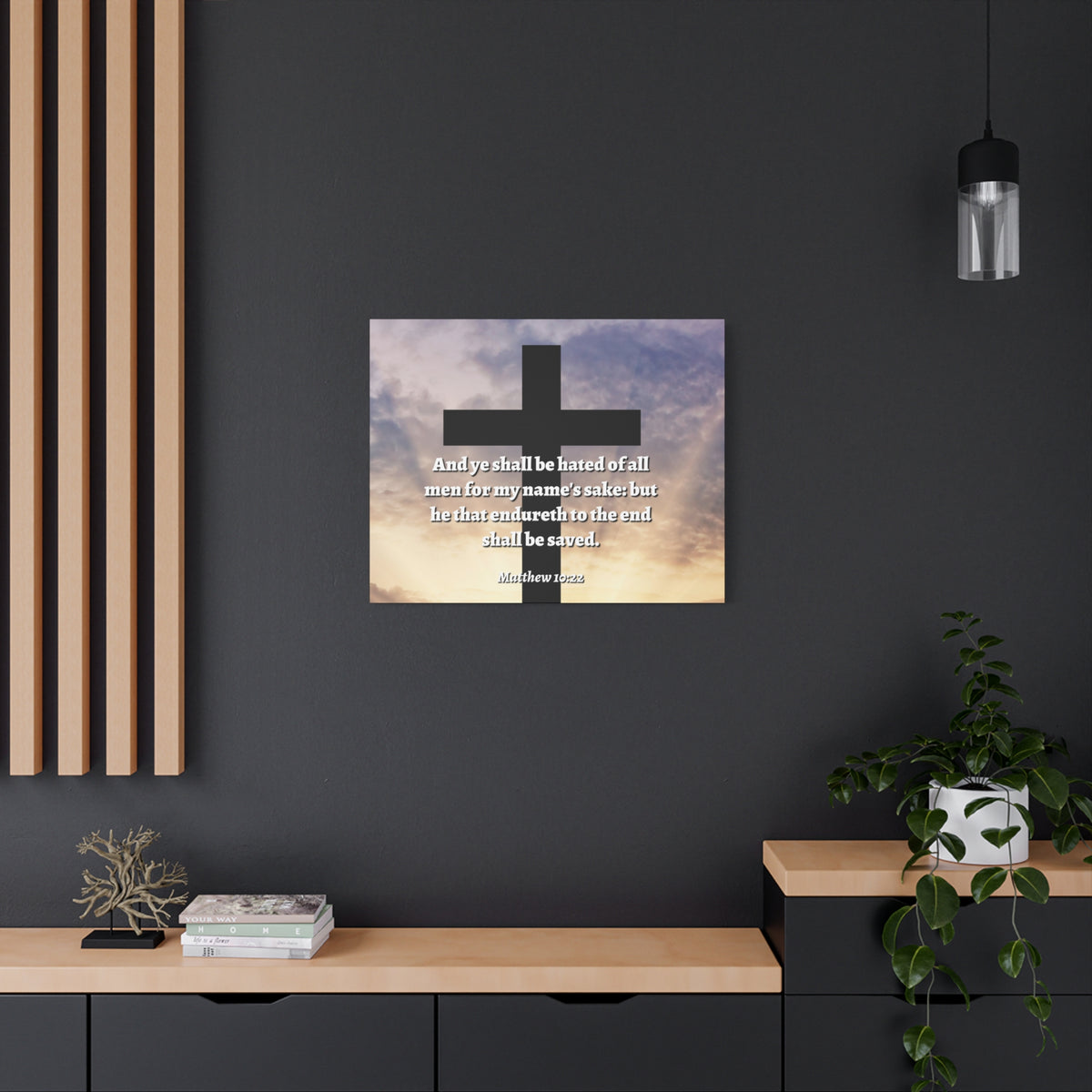 Scripture Canvas To The End Matthew 10:22 Christian Wall Art Bible Verse Print Ready to Hang