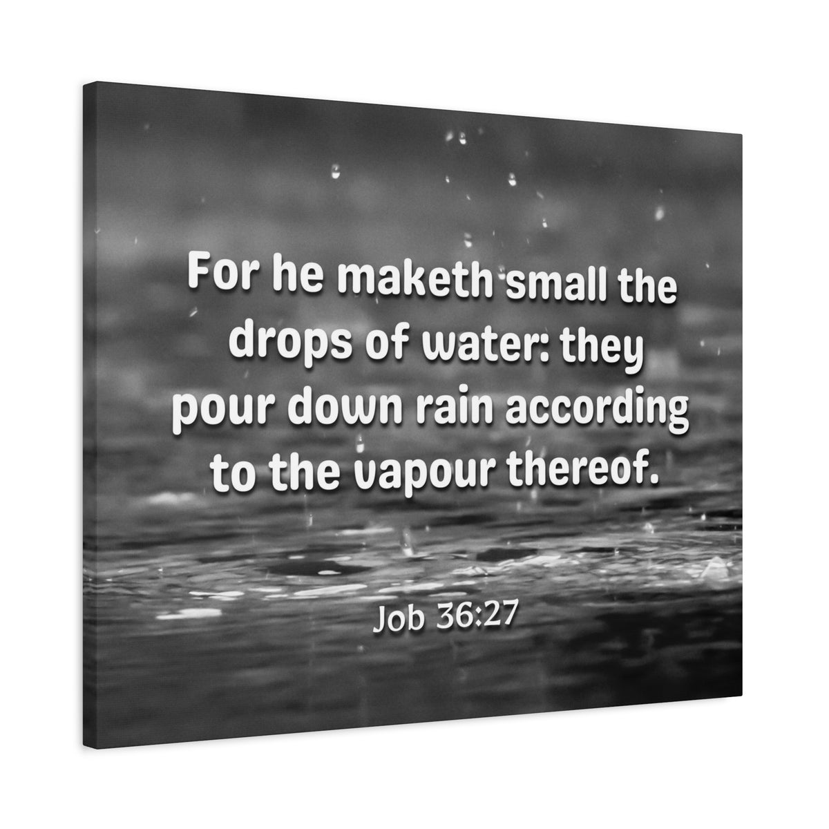 Scripture Canvas Drops Of Water Job 36:27 Christian Wall Art Bible Verse Print Ready to Hang