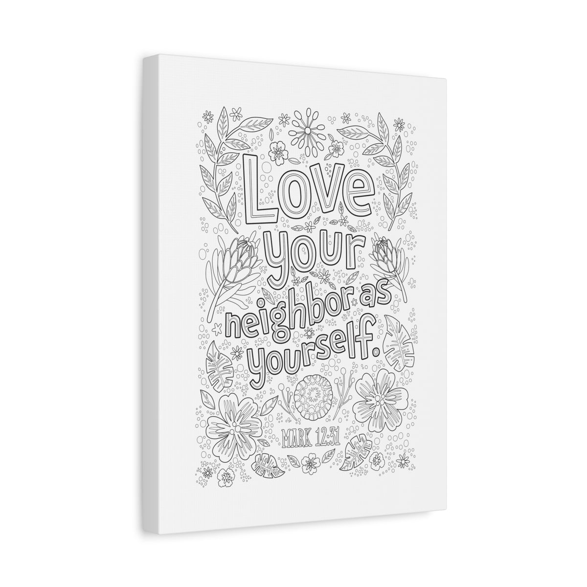 Scripture Canvas Love Your Neighbor Mark 12:31 Christian Wall Art Bible Verse Print Ready to Hang