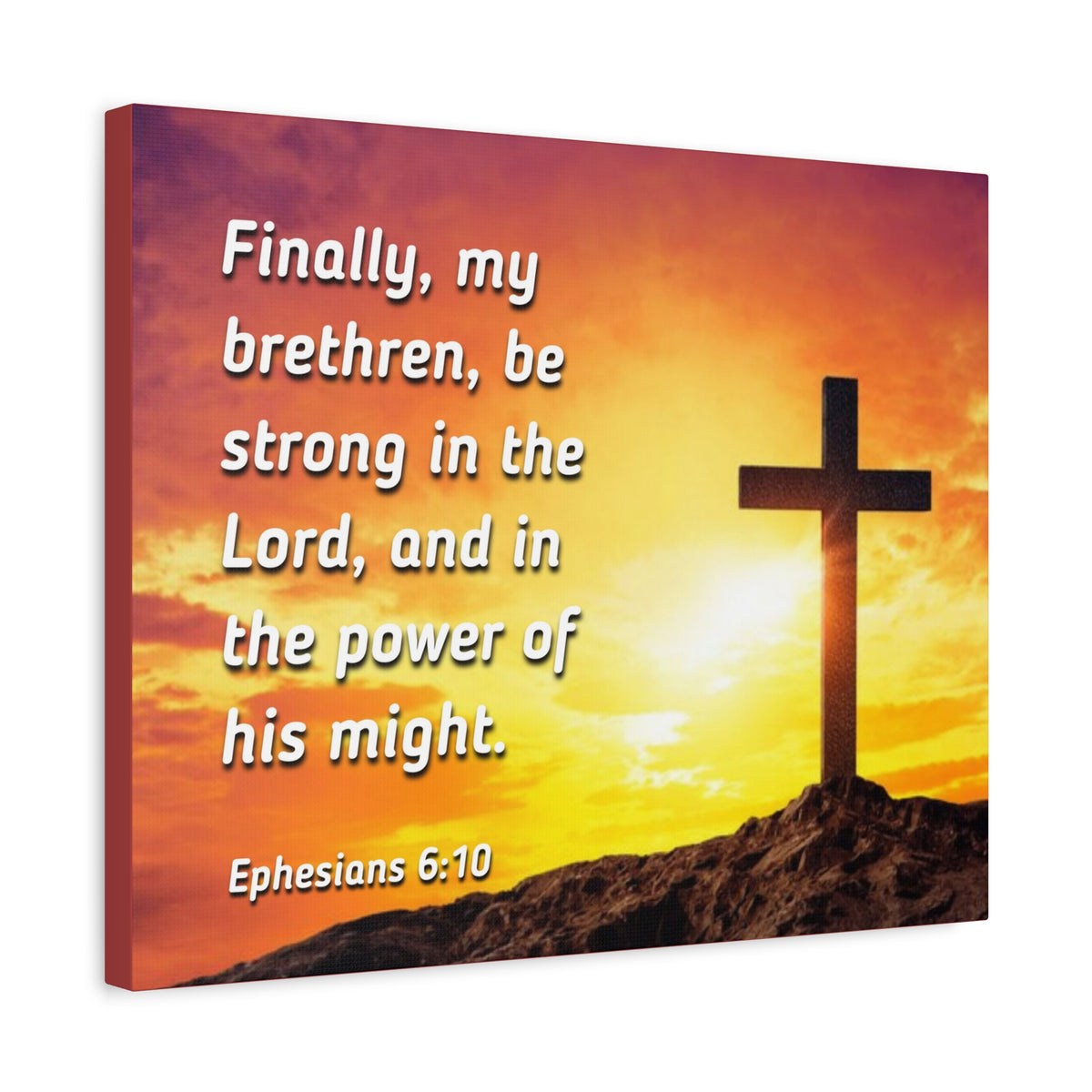 Scripture Canvas Be Strong Ephesians 6:10 Christian Wall Art Bible Verse Print Ready to Hang