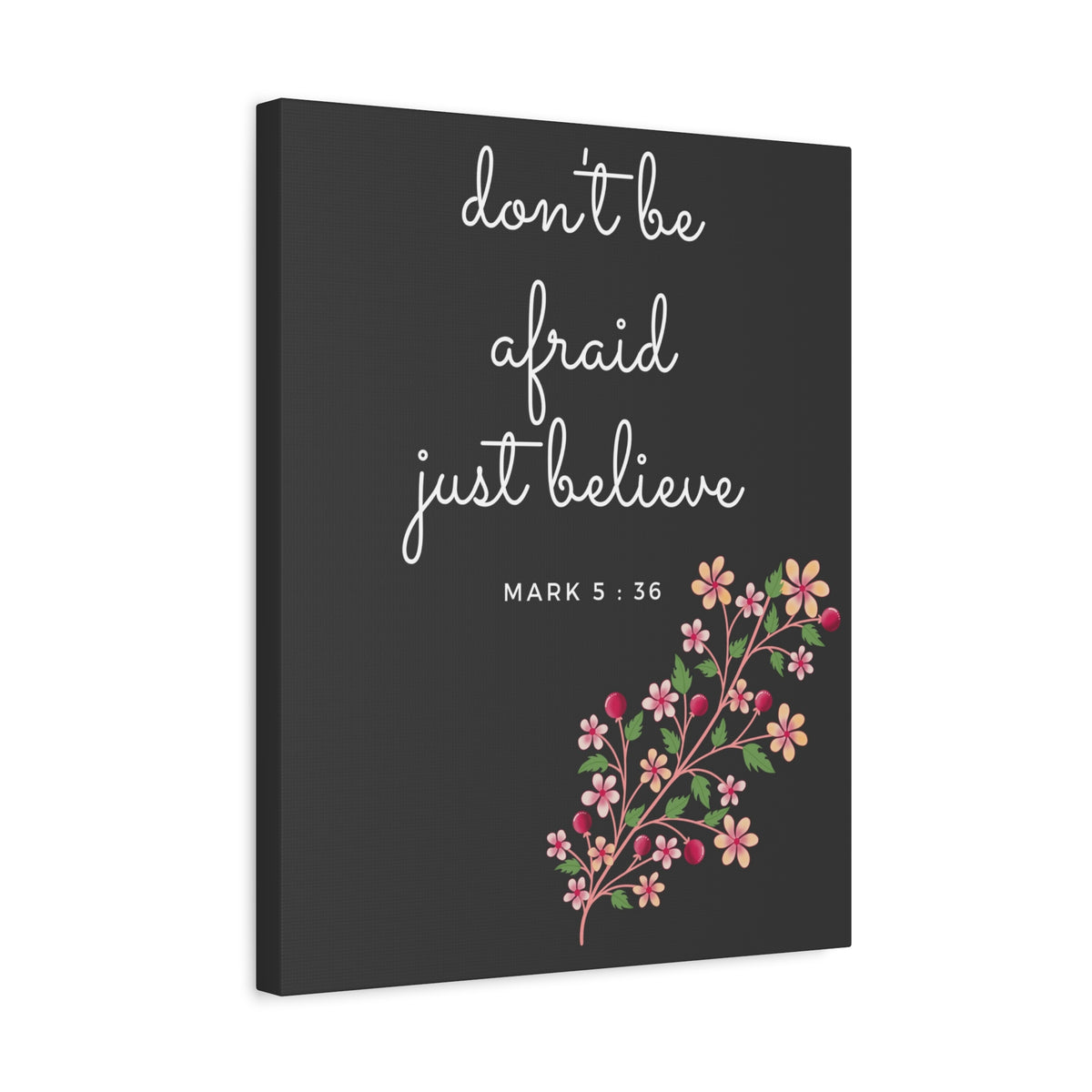 Scripture Canvas Just Believe Mark 5:36 Christian Wall Art Bible Verse Print Ready to Hang