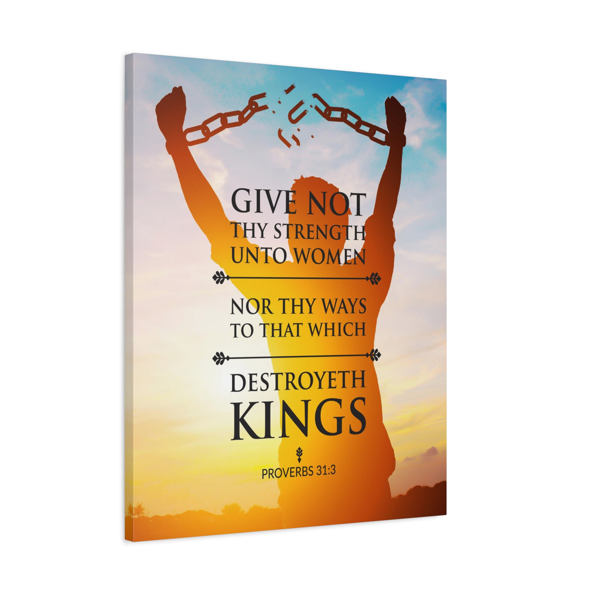 Scripture Canvas Destroyeth Kings Proverbs 31:3 Christian Wall Art Bible Verse Print Ready to Hang