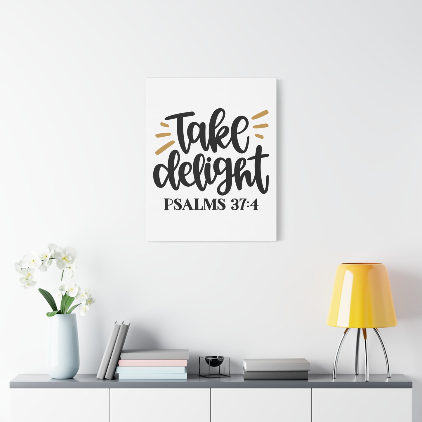 Scripture Canvas Take Delight Psalms 37:4 Christian Wall Art Bible Verse Print Ready to Hang