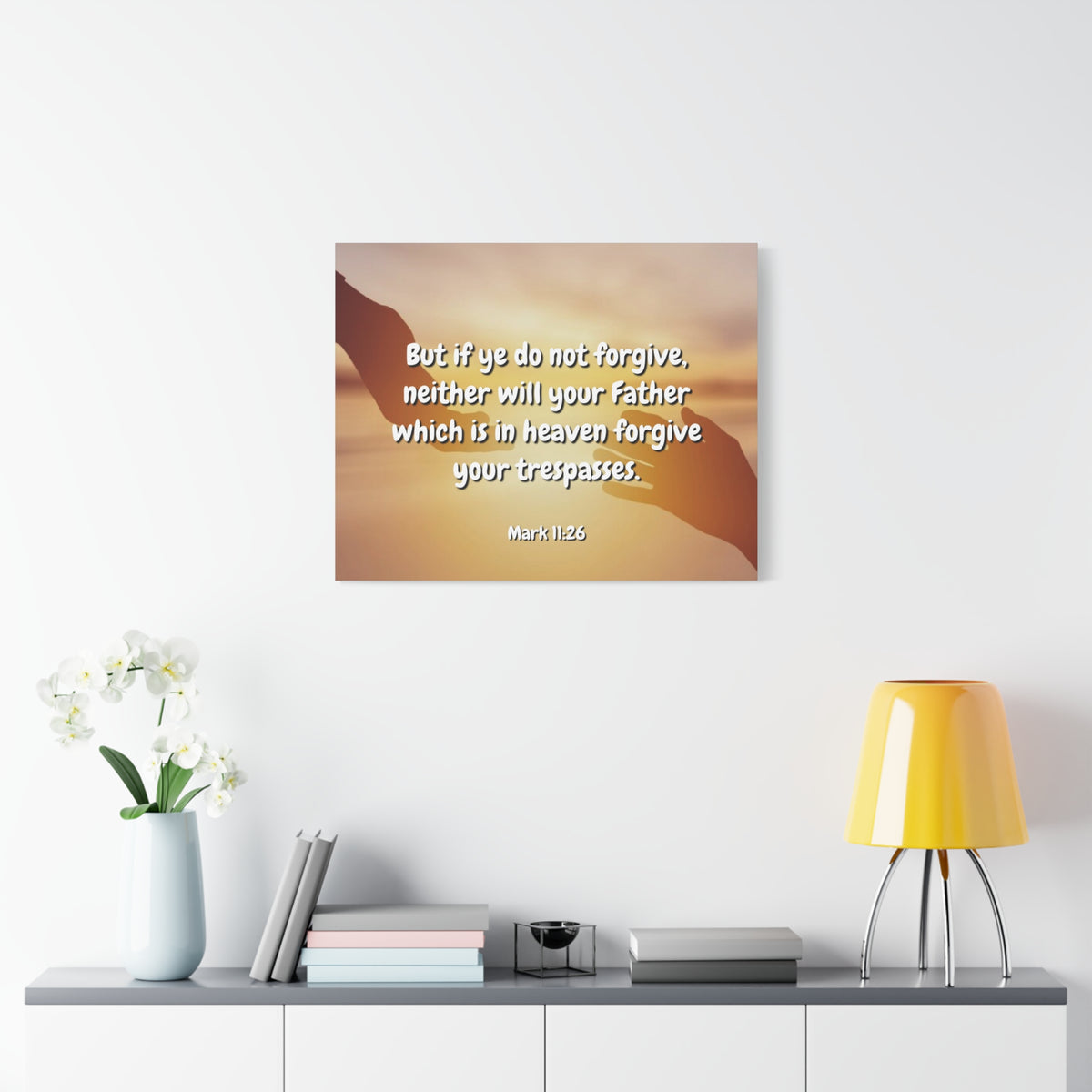 Scripture Canvas Forgive Your Trespasses Mark 11:26 Christian Wall Art Bible Verse Print Ready to Hang