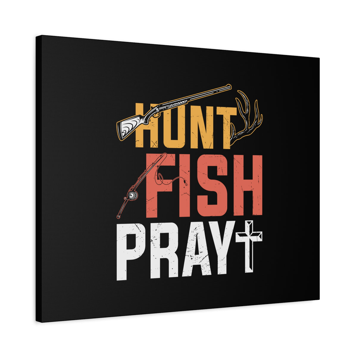 Scripture Canvas Hunt, Fish, Pray Jeremiah 16:16 Christian Wall Art Bible Verse Print Ready to Hang