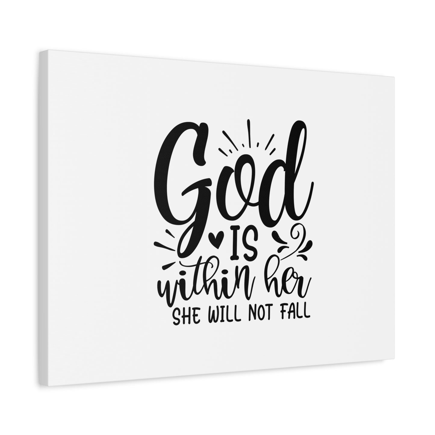 Scripture Canvas She Will Not Fall Psalms 46:5 Heart Christian Wall Art Bible Verse Print Ready to Hang