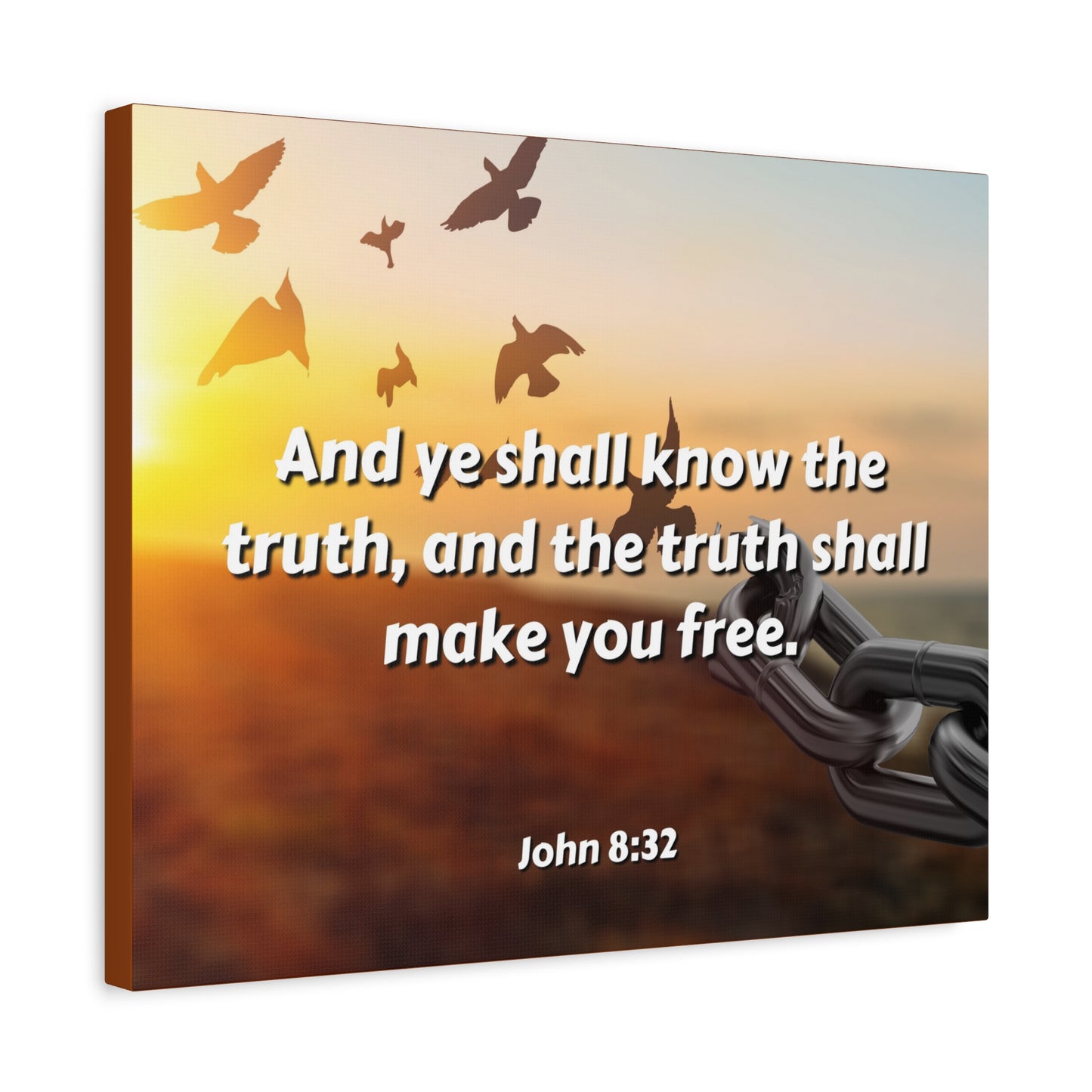 Scripture Canvas The Truth John 8:32 Christian Wall Art Bible Verse Print Ready to Hang