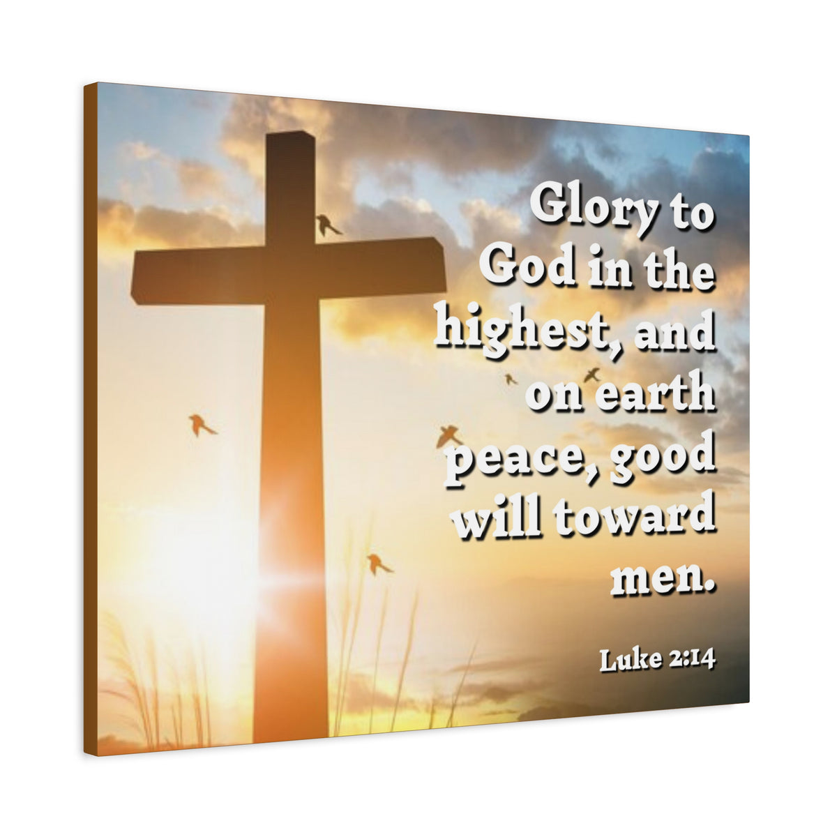 Scripture Canvas Glory To God Luke 2:14 Christian Wall Art Bible Verse Print Ready to Hang