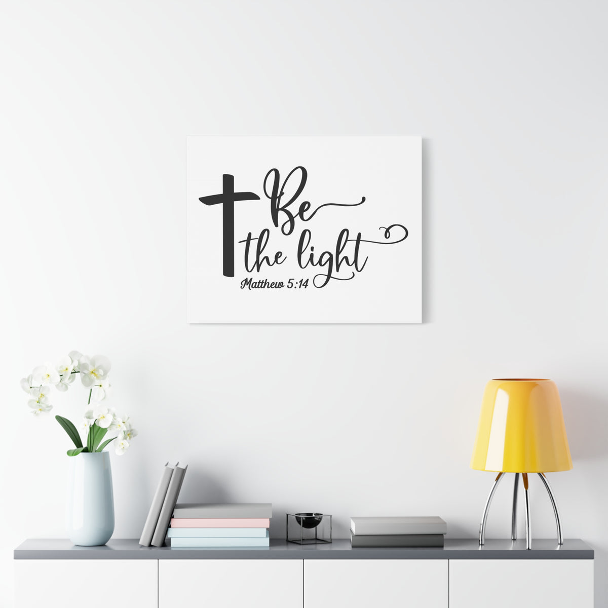 Scripture Canvas Be The Light Matthew 5:14 Christian Wall Art Bible Verse Print Ready to Hang