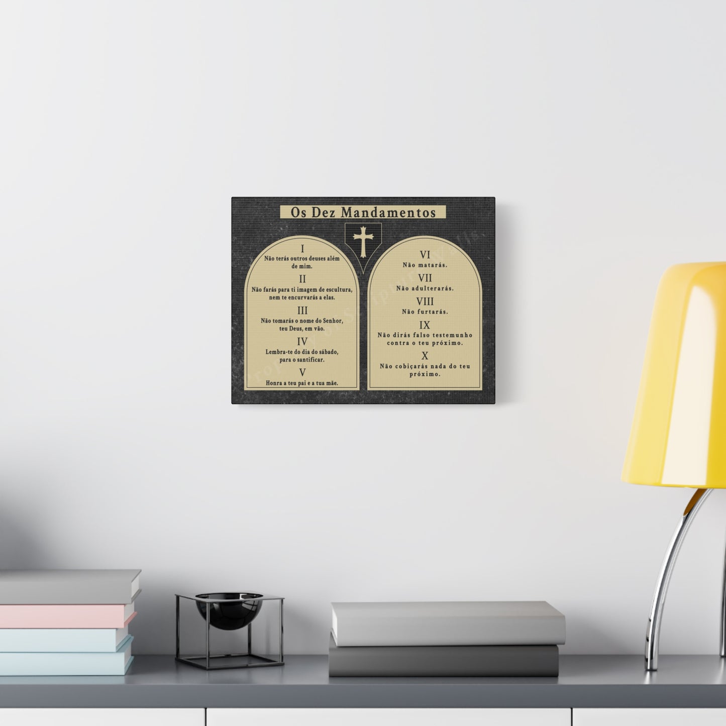 Scripture Walls 10 Commandments Portuguese Tablets Bible Verse Canvas Christian Wall Art Ready to Hang Unframed