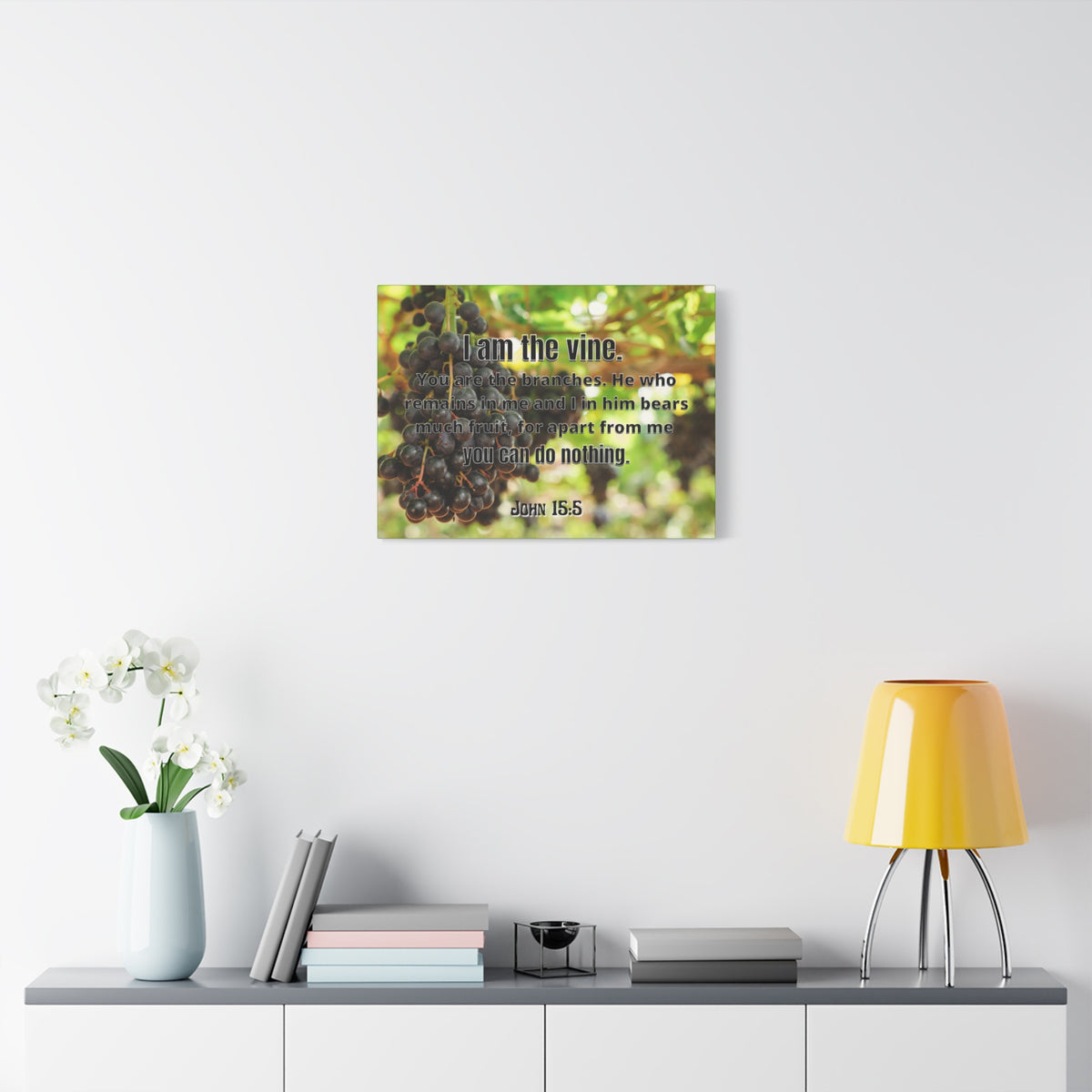 Scripture Canvas I Am The Vine John 15:5 Christian Wall Art Bible Verse Print Ready to Hang